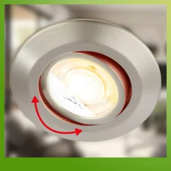 Klira inbouwlamp, nikkel, Ø 9 cm, draaibaar, set van 3