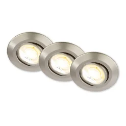 Klira inbouwlamp, nikkel, draaibaar, dimbaar, 3 stuks