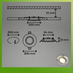 Klira inbouwlamp, nikkel, draaibaar, dimbaar, 3 stuks