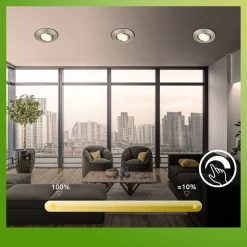 Klira inbouwlamp, nikkel, draaibaar, dimbaar, 3 stuks