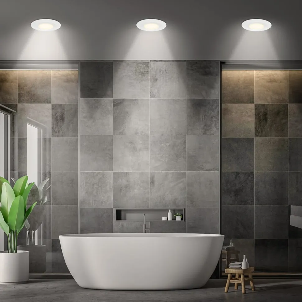 Klira inbouwlamp, wit, Ø 9 cm, IP44, set van 3