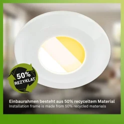 Klira inbouwlamp, wit, Ø 9 cm, IP44, set van 3