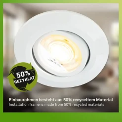 Klira inbouwlamp, wit, Ø 9 cm, draaibaar, 3 stuks