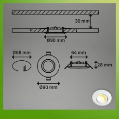Klira inbouwlamp, wit, draaibaar, dimbaar, 3 stuks