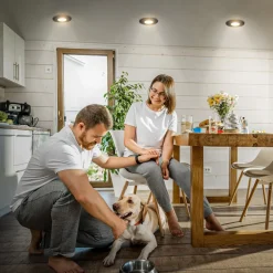 Klira inbouwlamp, zwart, Ø 9cm, IP44, dimbaar, 3 stuks