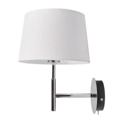 Knappe wandlamp Dorothea met wit stoffen scherm
