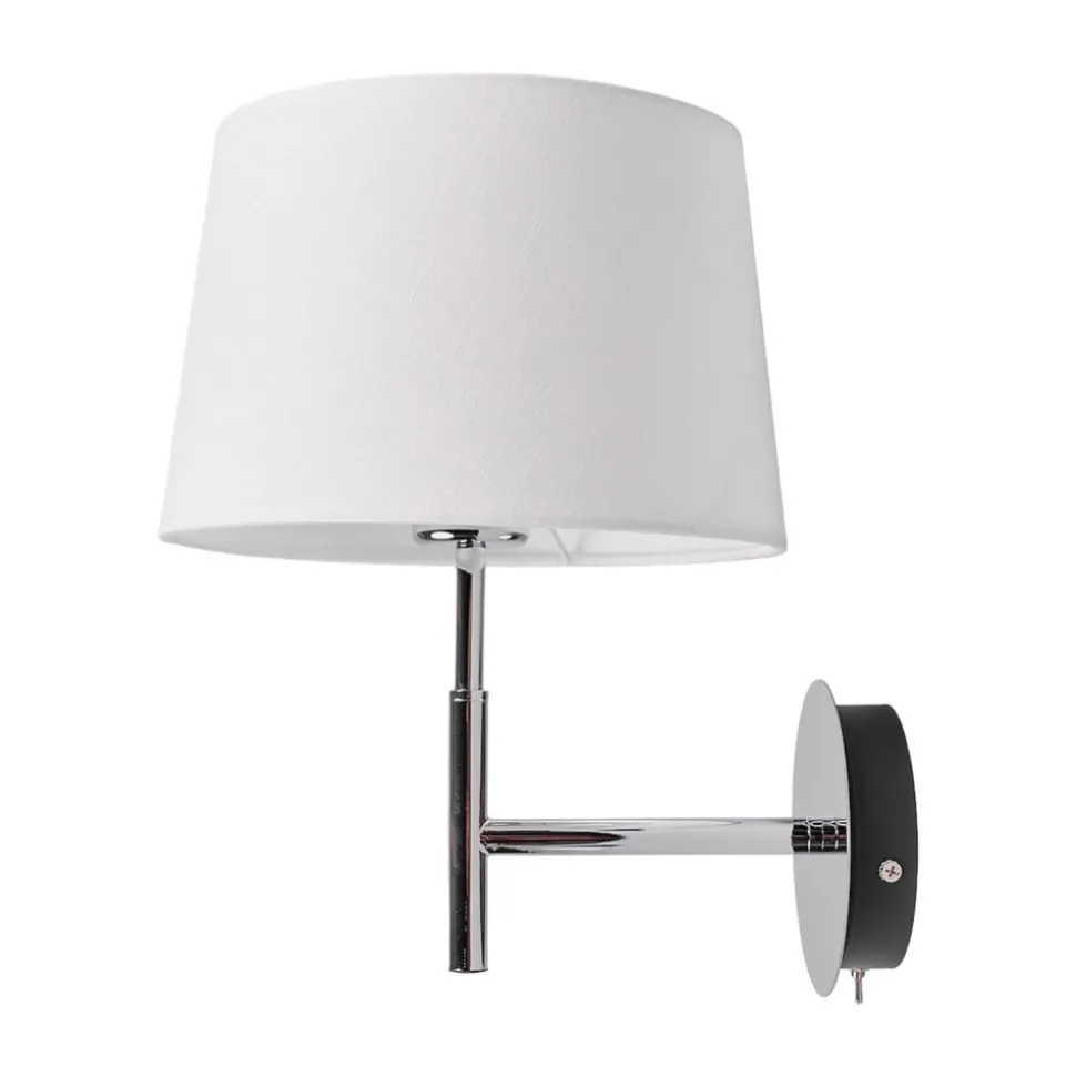 Knappe wandlamp Dorothea met wit stoffen scherm