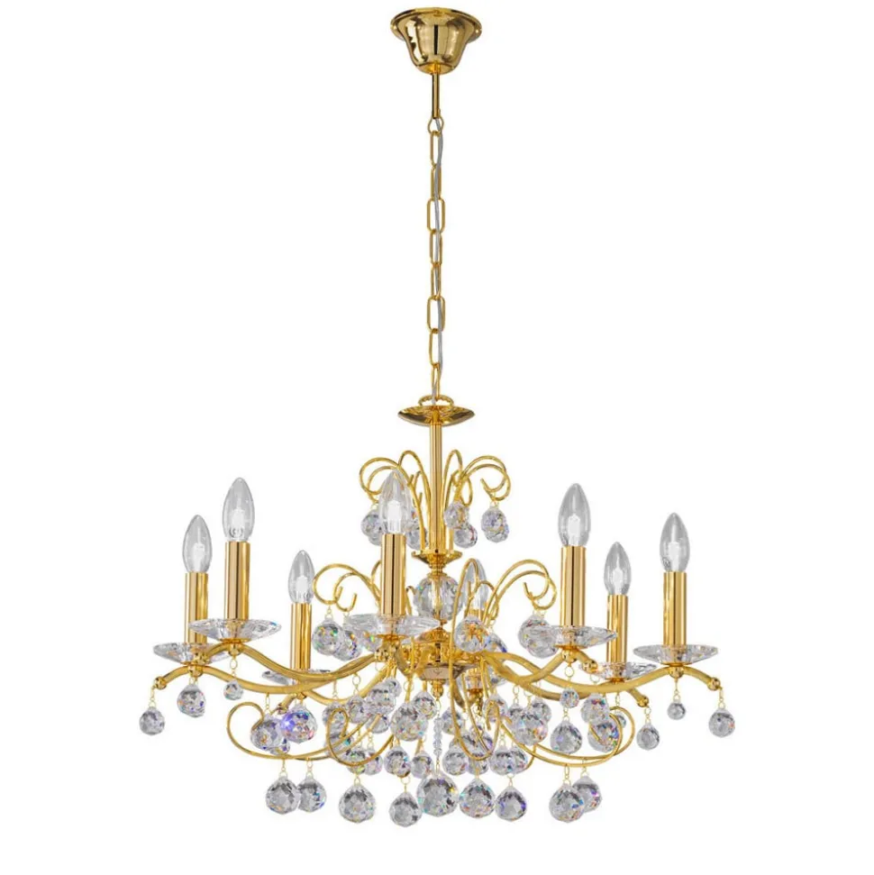 KOLARZ Carmen kristal goud 8-lamps Ø 70 cm