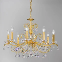 KOLARZ Carmen kristal goud 8-lamps Ø 70 cm