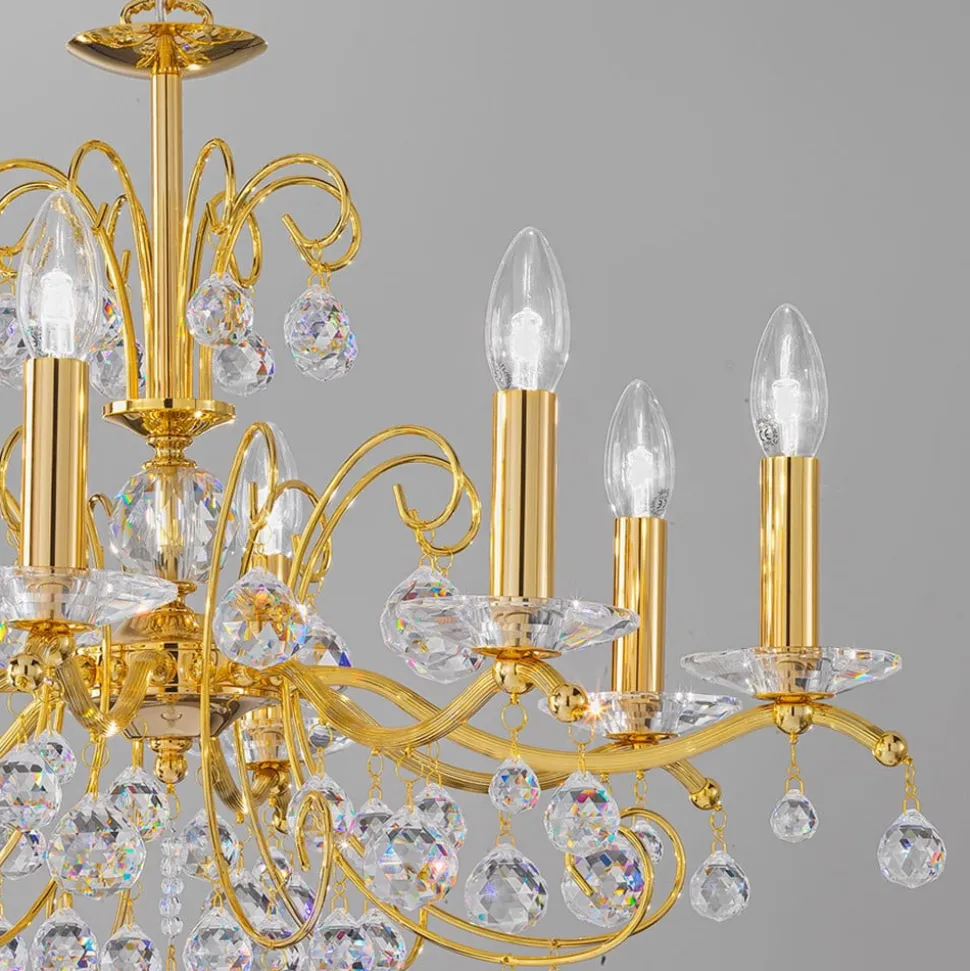KOLARZ Carmen kristal goud 8-lamps Ø 70 cm