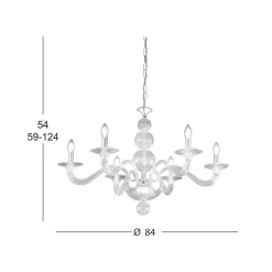 Kolarz Murano Tiepolo kroonluchter, helder/chroom, Murano glas