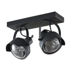 Koplamp-plafondspot Henega, zwart, met 2 lampjes