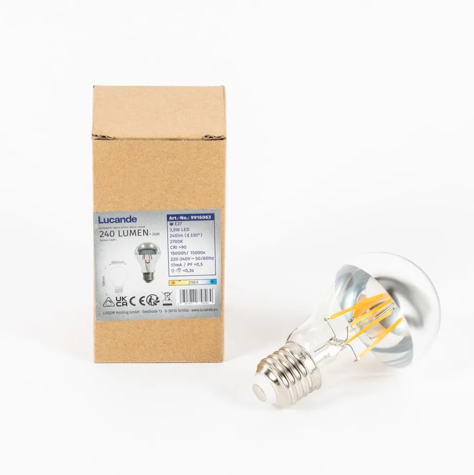 Kopspiegellamp A60, E27 3,5W, 2700K zilver