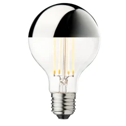 Kopspiegellamp Globe 80, zilver, E27, 3,5 W, 2.700 K