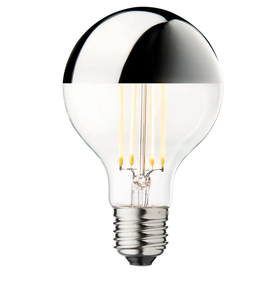 Kopspiegellamp Globe 80, zilver, E27, 3,5 W, 2.700 K