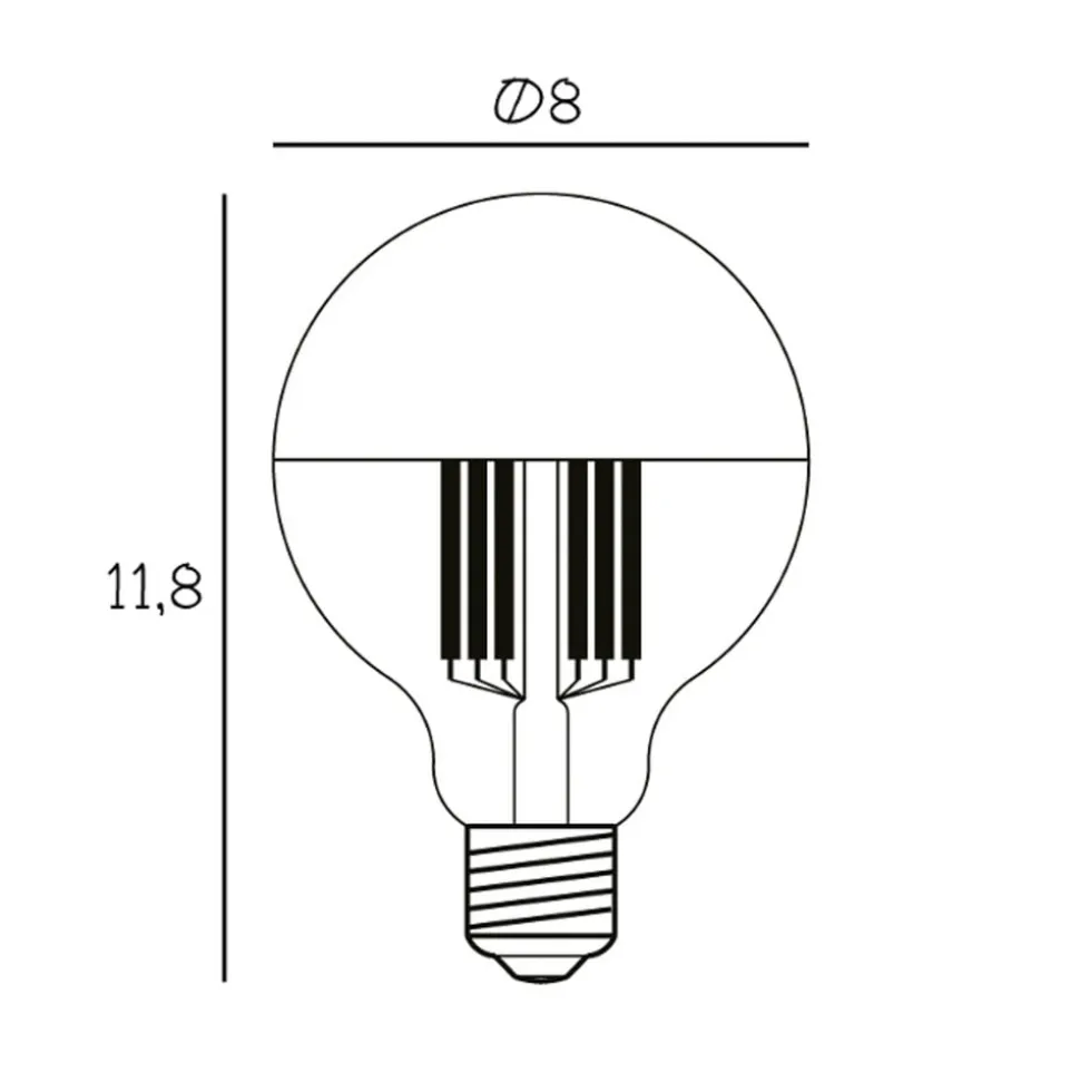 Kopspiegellamp Globe 80, zilver, E27, 3,5 W, 2.700 K