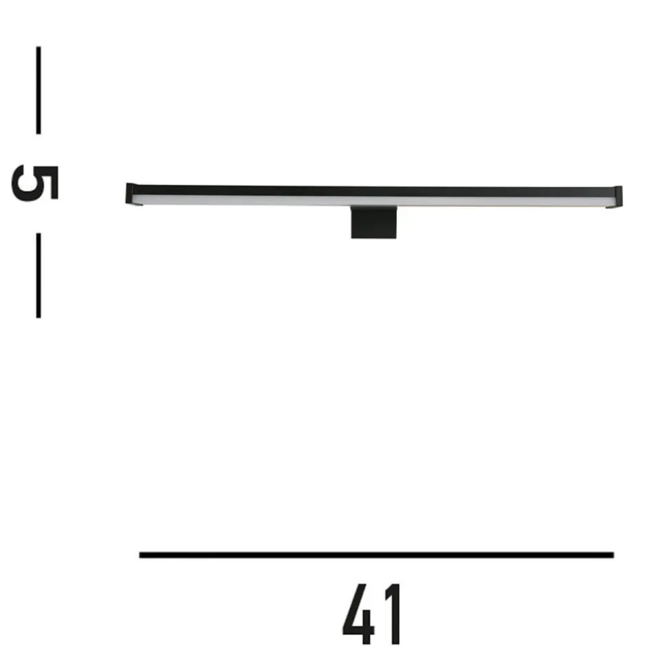 Kos LED spiegellamp, breedte 40 cm, zwart aluminium IP44