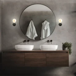 Kosol wandlamp voor badkamer, IP44, E27, zwart