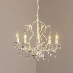 Kristallen kroonluchter Teresa, ivoor 5-lamps