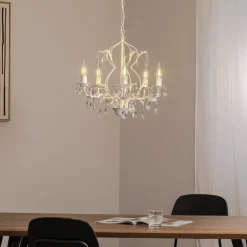 Kristallen kroonluchter Teresa, ivoor 5-lamps