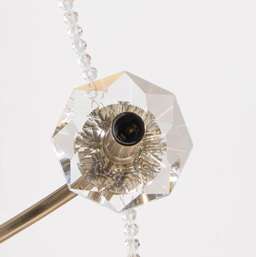 Kroonluchter Adone, 6-lamps, messing, Ø 70 cm, kristalglas