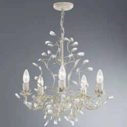 Kroonluchter Almandite 5-lamps, crème-goud