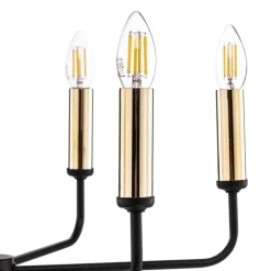 Kroonluchter Ampli, zwart/goud, 6-lamps