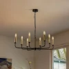 Kroonluchter Ampli, zwart/goud, 8-lamps