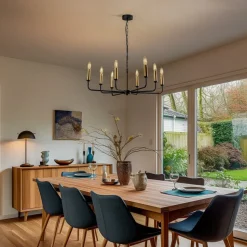 Kroonluchter Ampli, zwart/goud, 8-lamps