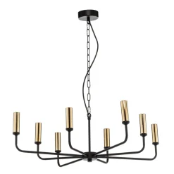 Kroonluchter Ampli, zwart/goud, 8-lamps