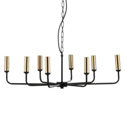 Kroonluchter Ampli, zwart/goud, 8-lamps