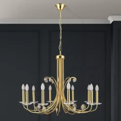 Kroonluchter Ariane, goudkleurig, Ø 92 cm, kristal, 10-lamps.