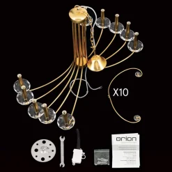 Kroonluchter Ariane, goudkleurig, Ø 92 cm, kristal, 10-lamps.