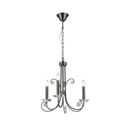 Kroonluchter Ariane, nikkelkleurig, Ø 50 cm, kristal, 3-lamps.