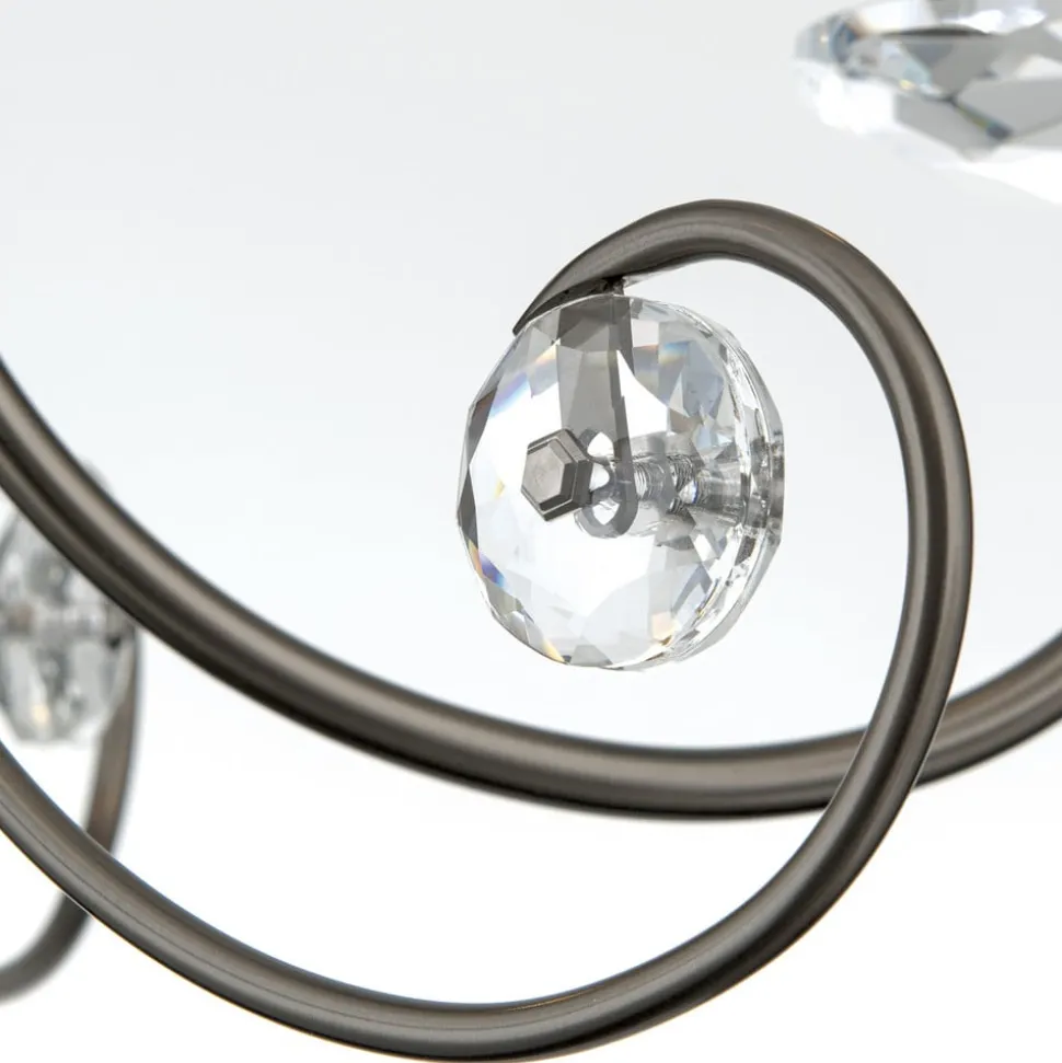 Kroonluchter Ariane, nikkelkleurig, Ø 50 cm, kristal, 3-lamps.