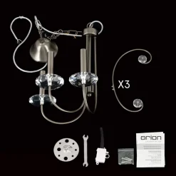 Kroonluchter Ariane, nikkelkleurig, Ø 50 cm, kristal, 3-lamps.