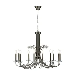 Kroonluchter Ariane, nikkel, Ø 92 cm, kristal, 10-lamps.