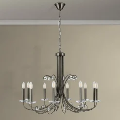 Kroonluchter Ariane, nikkel, Ø 92 cm, kristal, 10-lamps.