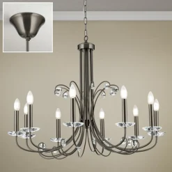 Kroonluchter Ariane, nikkel, Ø 92 cm, kristal, 10-lamps.