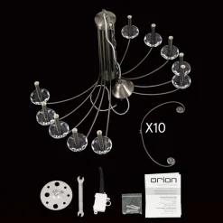 Kroonluchter Ariane, nikkel, Ø 92 cm, kristal, 10-lamps.