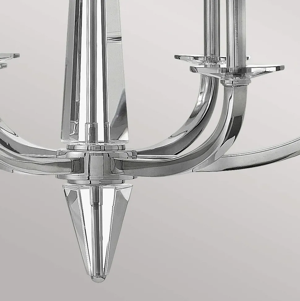 Kroonluchter Ascher, gepolijst nikkel, 6-lamps