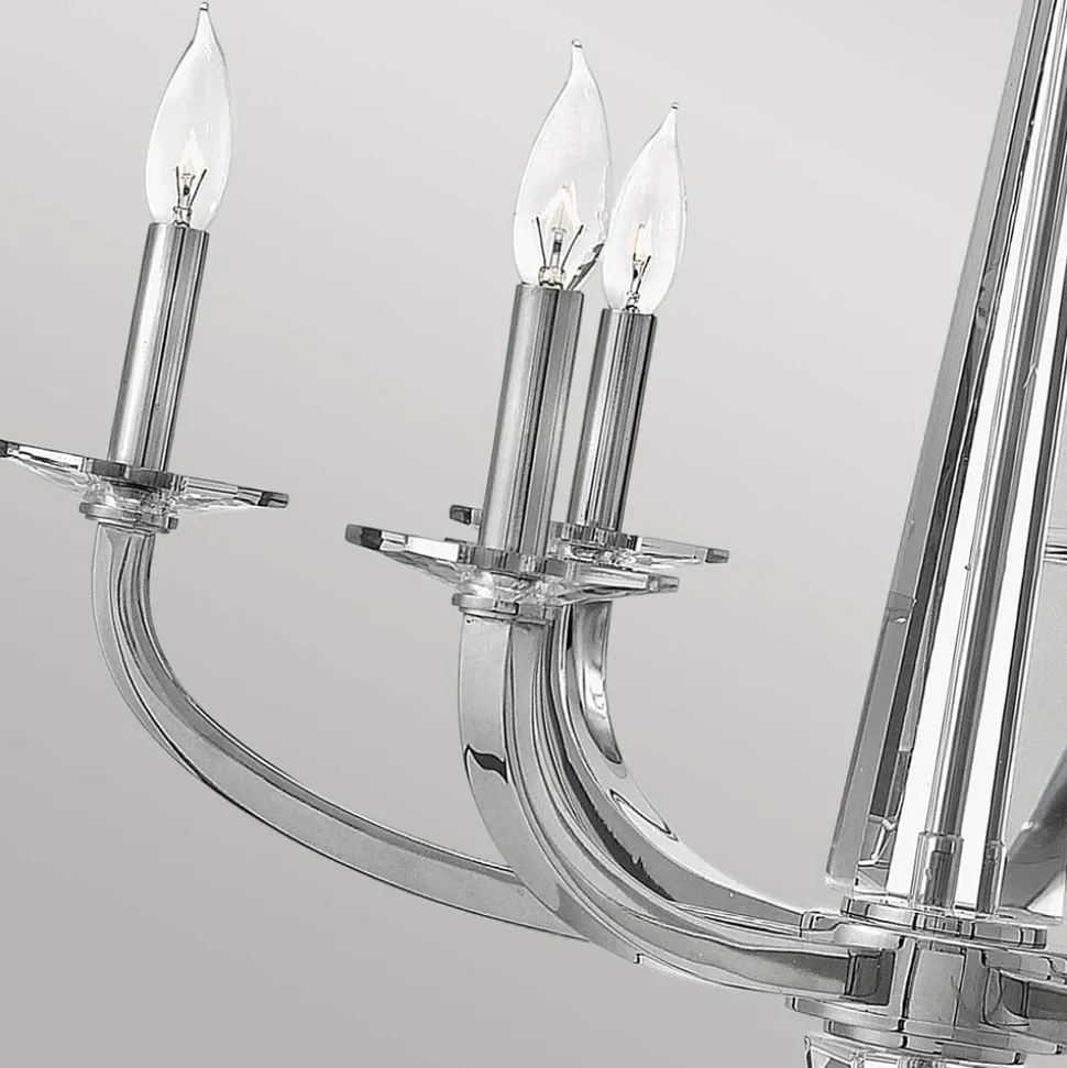 Kroonluchter Ascher, gepolijst nikkel, 6-lamps