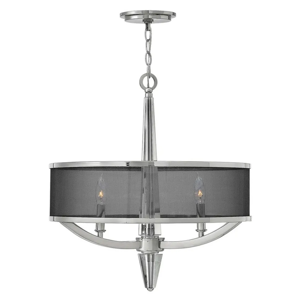 Kroonluchter Ascher met oganza kap, 3-lamps