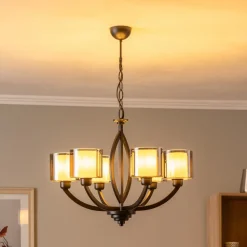 Kroonluchter AV-7002-1876-6BSY met glazen kappen