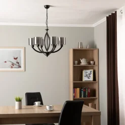 Kroonluchter AV-7002-1876-6BSY met glazen kappen