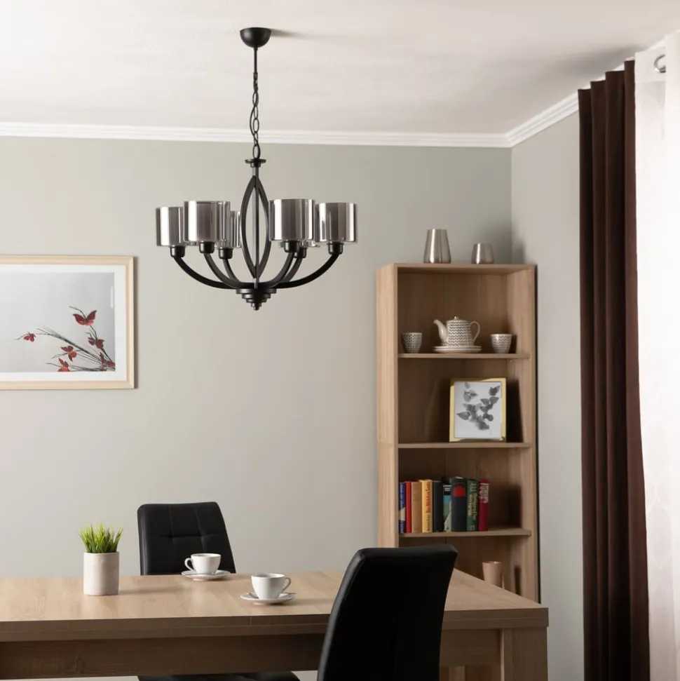 Kroonluchter AV-7002-1876-6BSY met glazen kappen