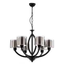 Kroonluchter AV-7002-1876-6BSY met glazen kappen