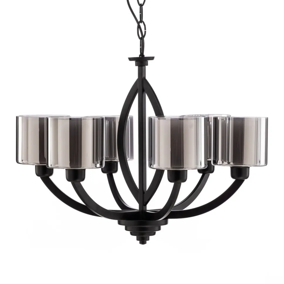 Kroonluchter AV-7002-1876-6BSY met glazen kappen