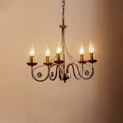 Kroonluchter Ayleen van staal, 5-lamps, zwart