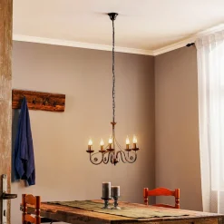 Kroonluchter Ayleen van staal, 5-lamps, zwart